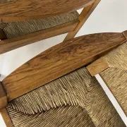 Set of 2 Vintage armchair easy chairs oak & seagrass 60s mid-century