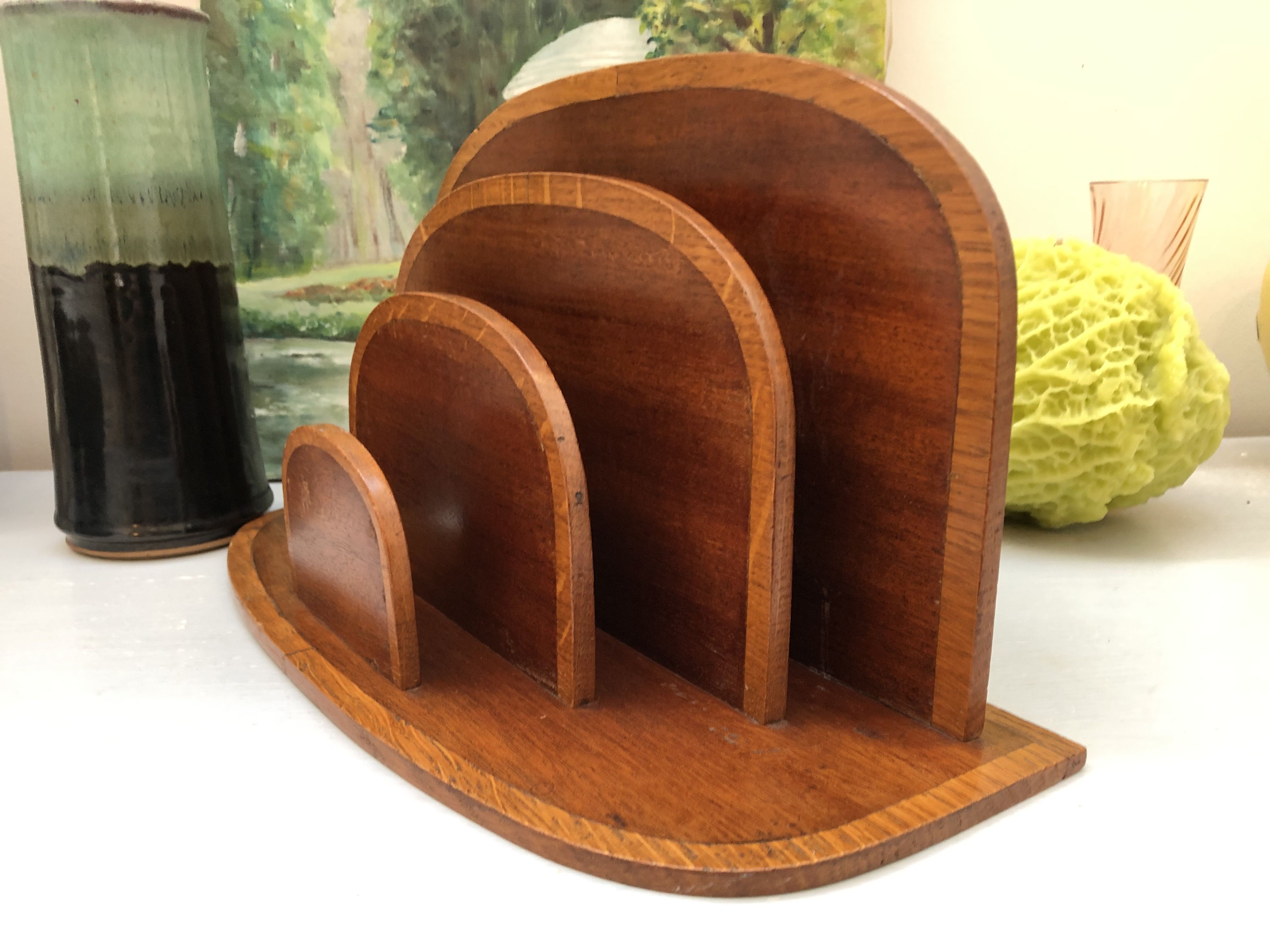 Former sorter of art deco desk in two-tone oak and mahogany wood