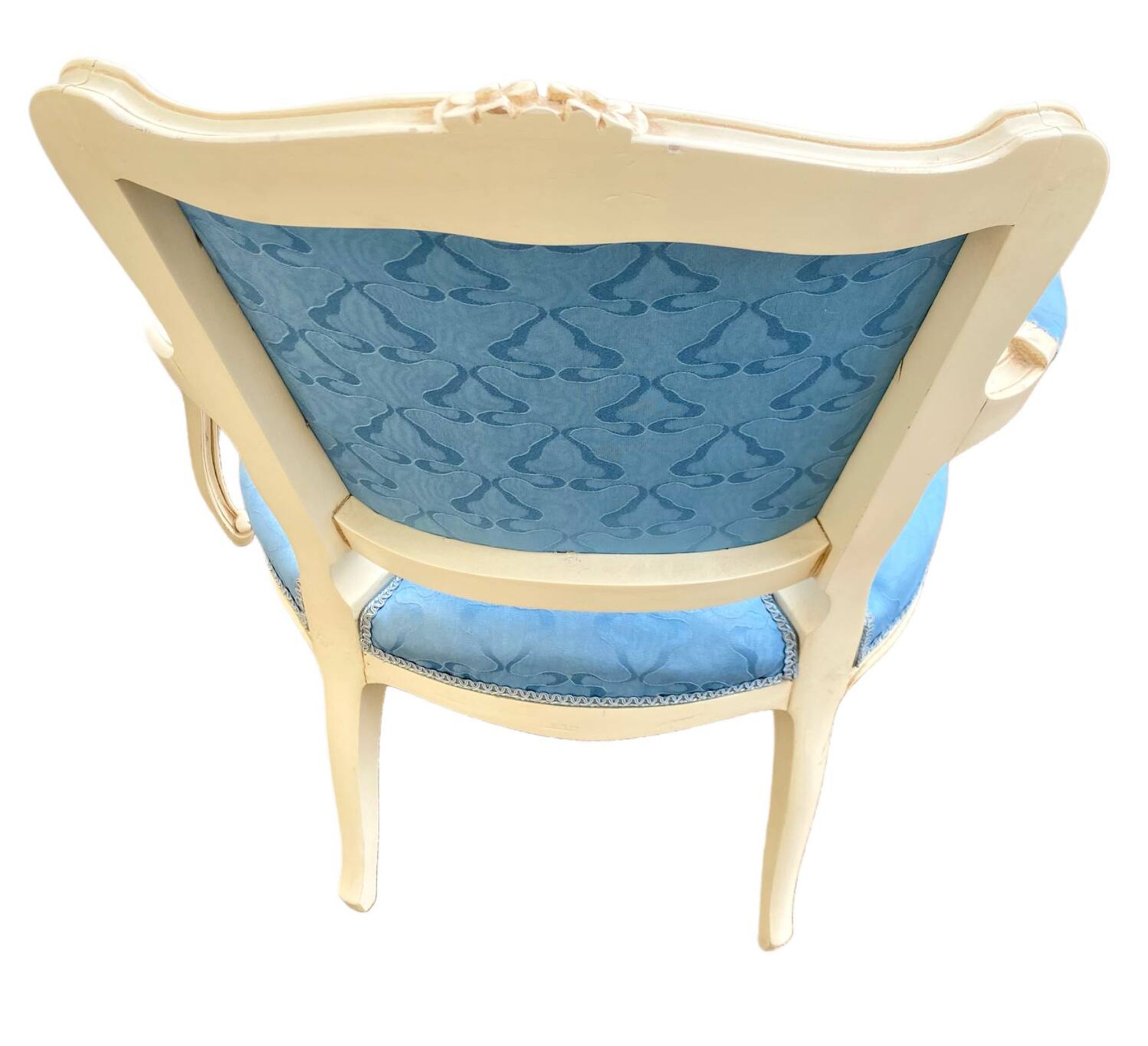 2 fauteuils Louis XV bleu