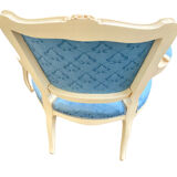 2 blue Louis XV armchairs