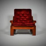 Scandinavian set of armchair and stool , 1960