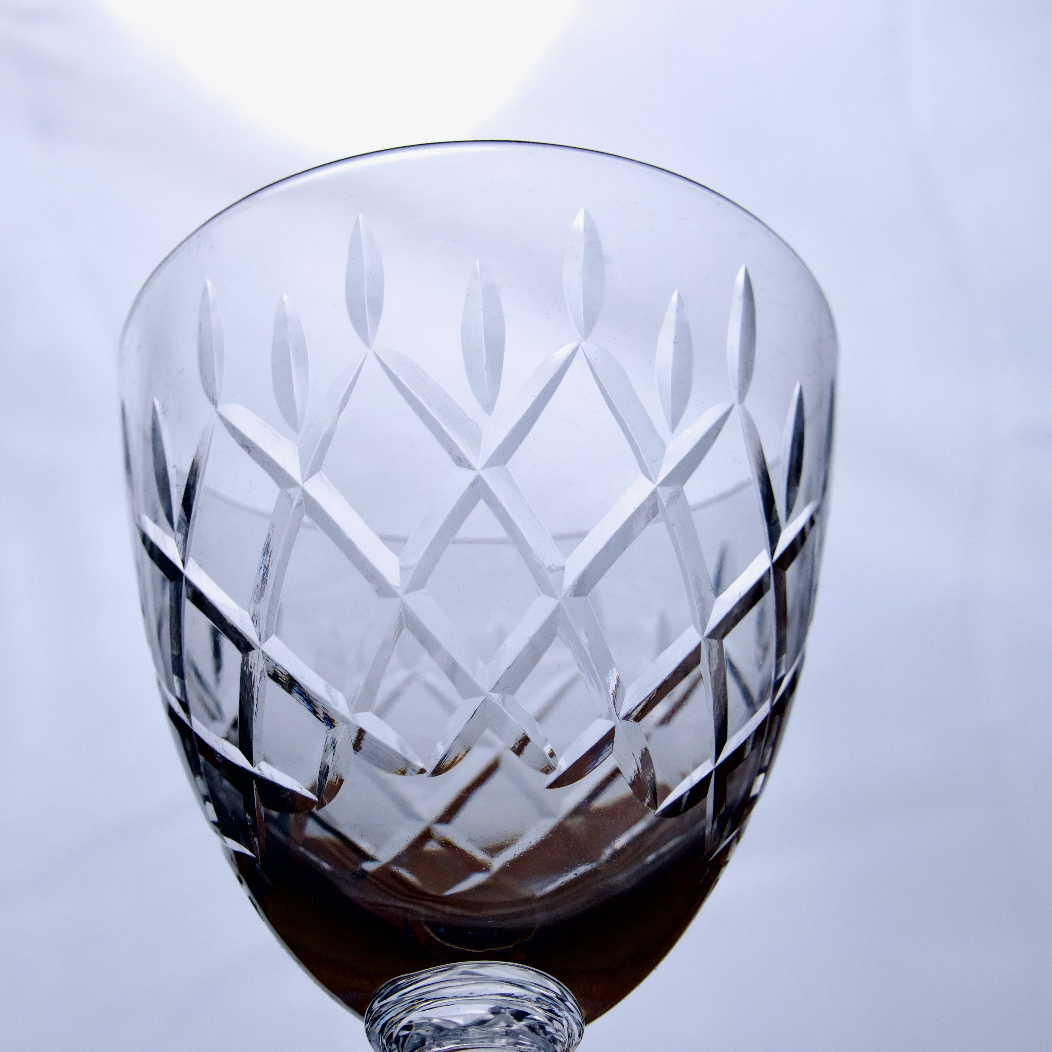 8 old crystal wine glasses house Orrefors Karolina collection