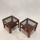 Pair of teak bedside tables and smoked glass