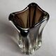Vase en verre art vintage de style Murano Sommerso, en ambre et transparent