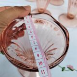 Suite of 6 pink glass ice cream bowls 70s/80s