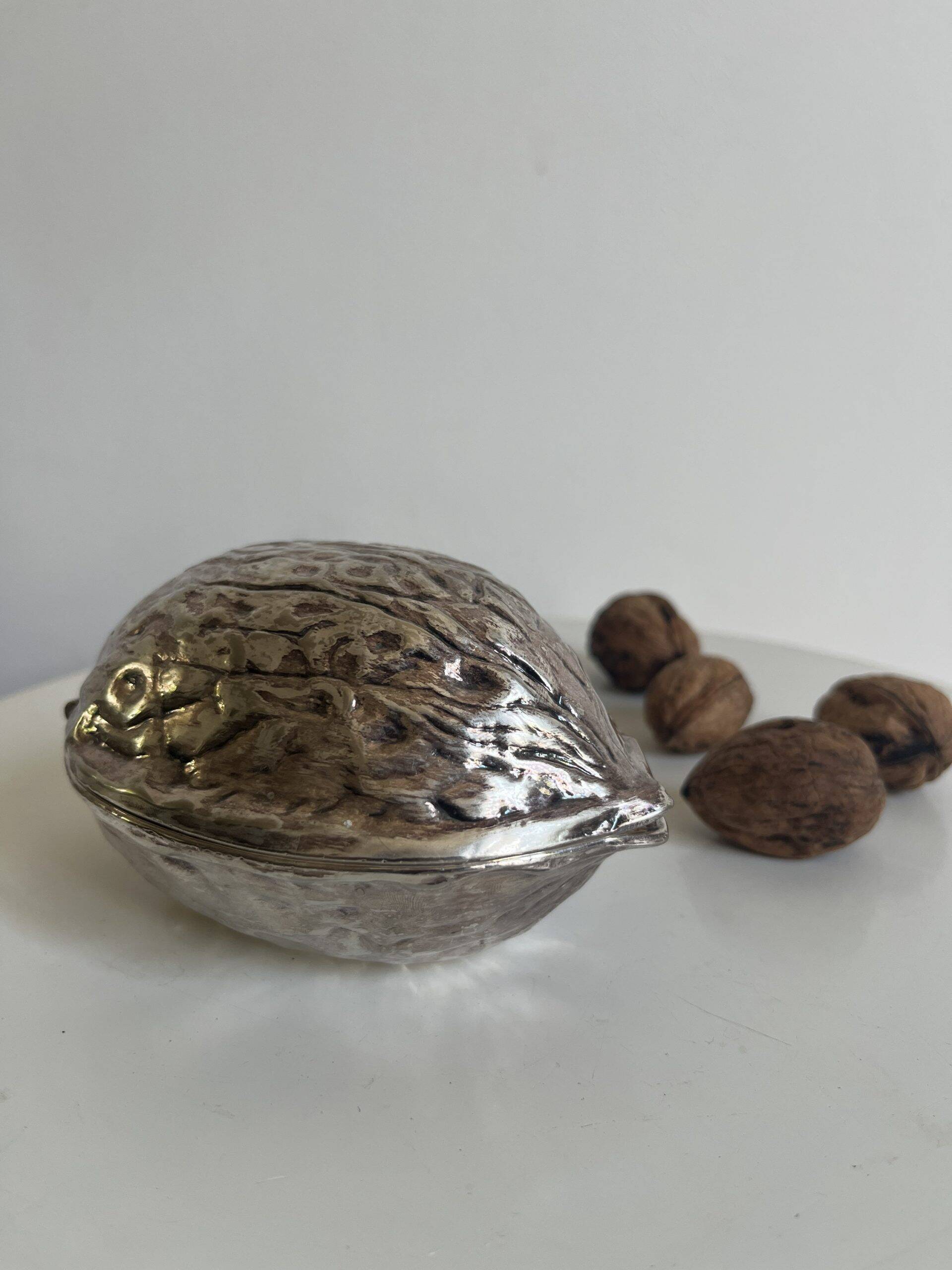 VINTAGE METAL NUT CRACKER AND WALNUT SHAPE