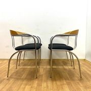 Ensemble de salle à manger, milieu du siècle, cadre en tube de chrome, années 1970