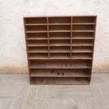 Sorting wood locker cabinet with Vintage labels