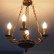 Vintage French Empire Swan Chandelier: Bronze Brass Toleware, C1950s