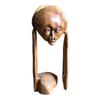 African Wooden Sculpture - Female Face