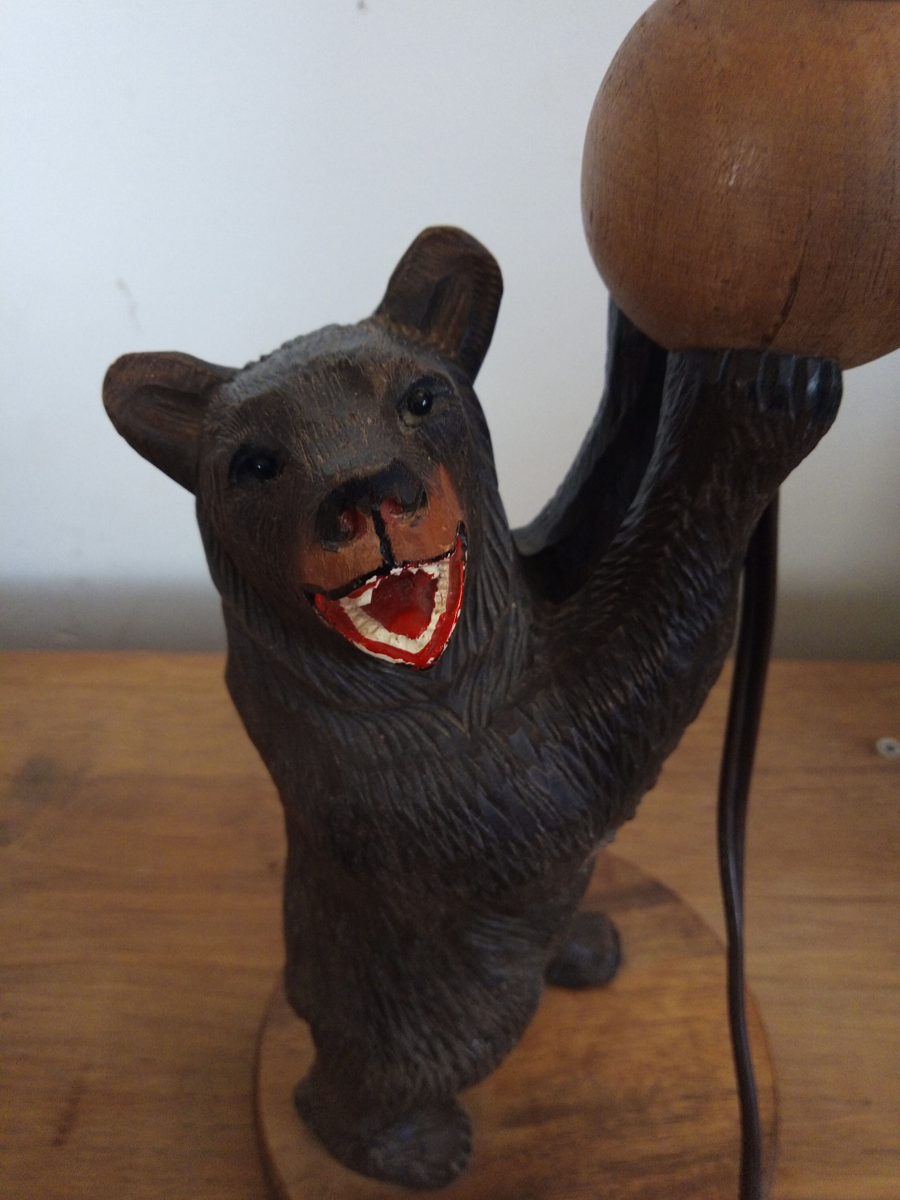 Wooden bear lamp, black forest