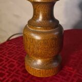 Pair of Scandinavian style wooden bedside lamps 31x16, 1960