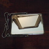 Miroir de barbier bi pied, mode suspension, biseauté, métal chromé - années 70