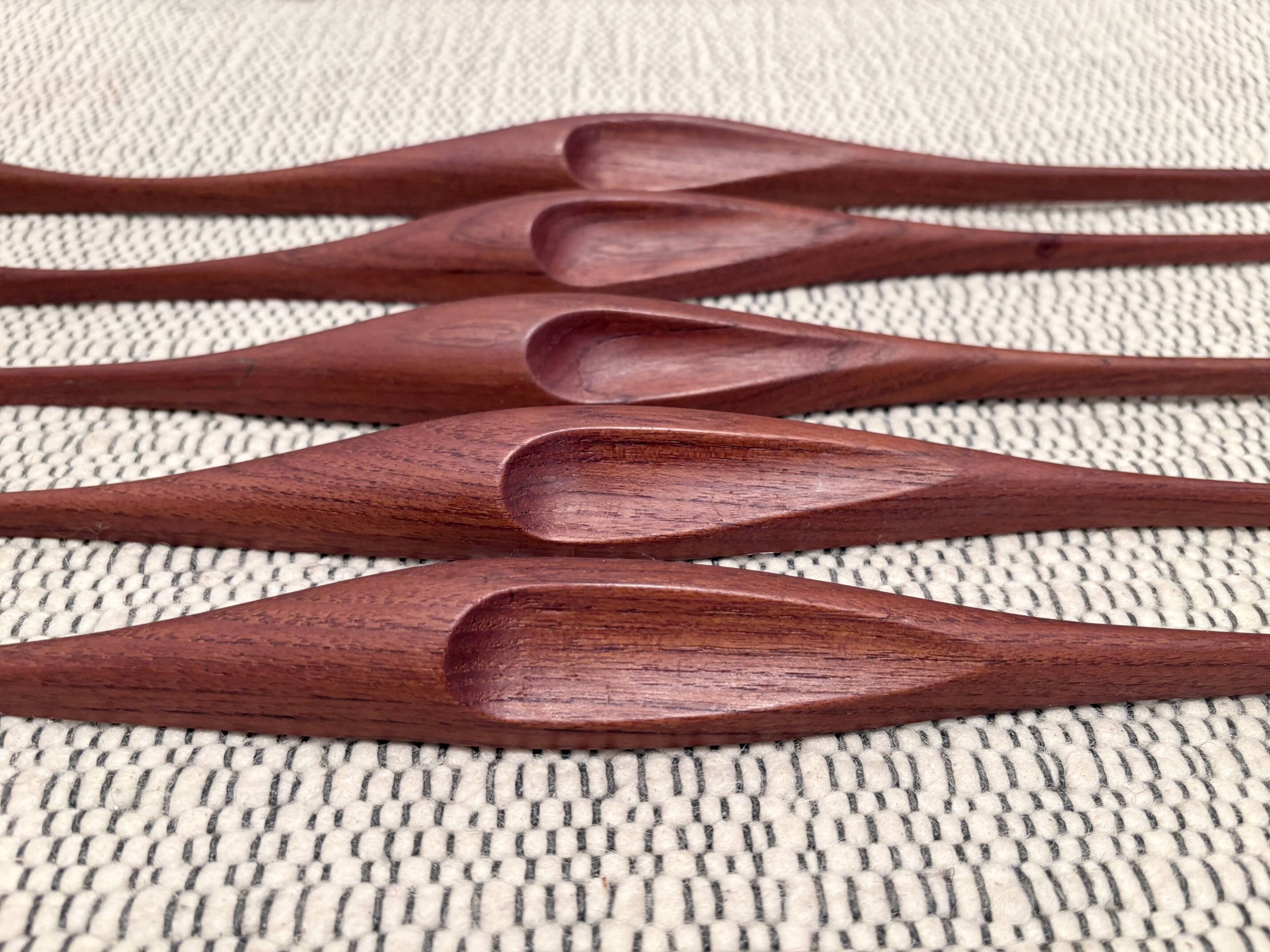 Set of five teak bird wall art, Denmark, 1960s
