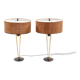 Stiffel Table lamps set Rare with original shade, 1950 USA.
