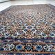 1950s handmade wool floral rug, ivory and blue, 98 × 145 cm