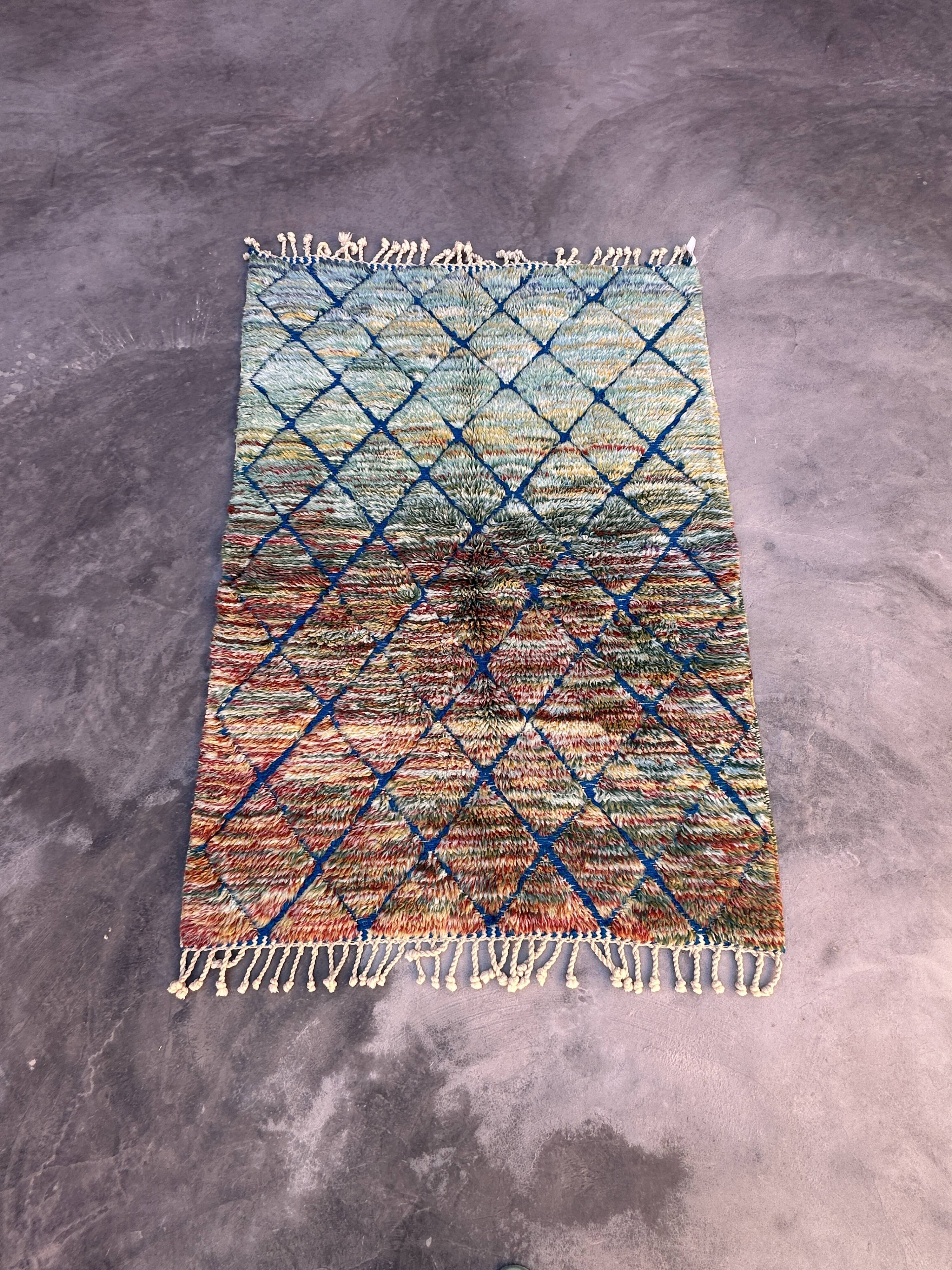 Moroccan rug Beni M'Rirt blue - 128 x 174 cm