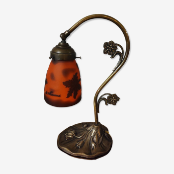 Lampe art nouveau en laiton tulipe signé Vianne 1960