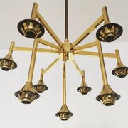 Mid Century brass Sputnik chandelier by Kaiser Leuchten