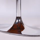 Restored oval table, functionalism, kovona, chrome, walnut, czechia, 1960s