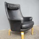 Scandinavian Pilot armchair by Arne Norell in black leather.