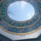Oriental mirror floral pattern signed vintage