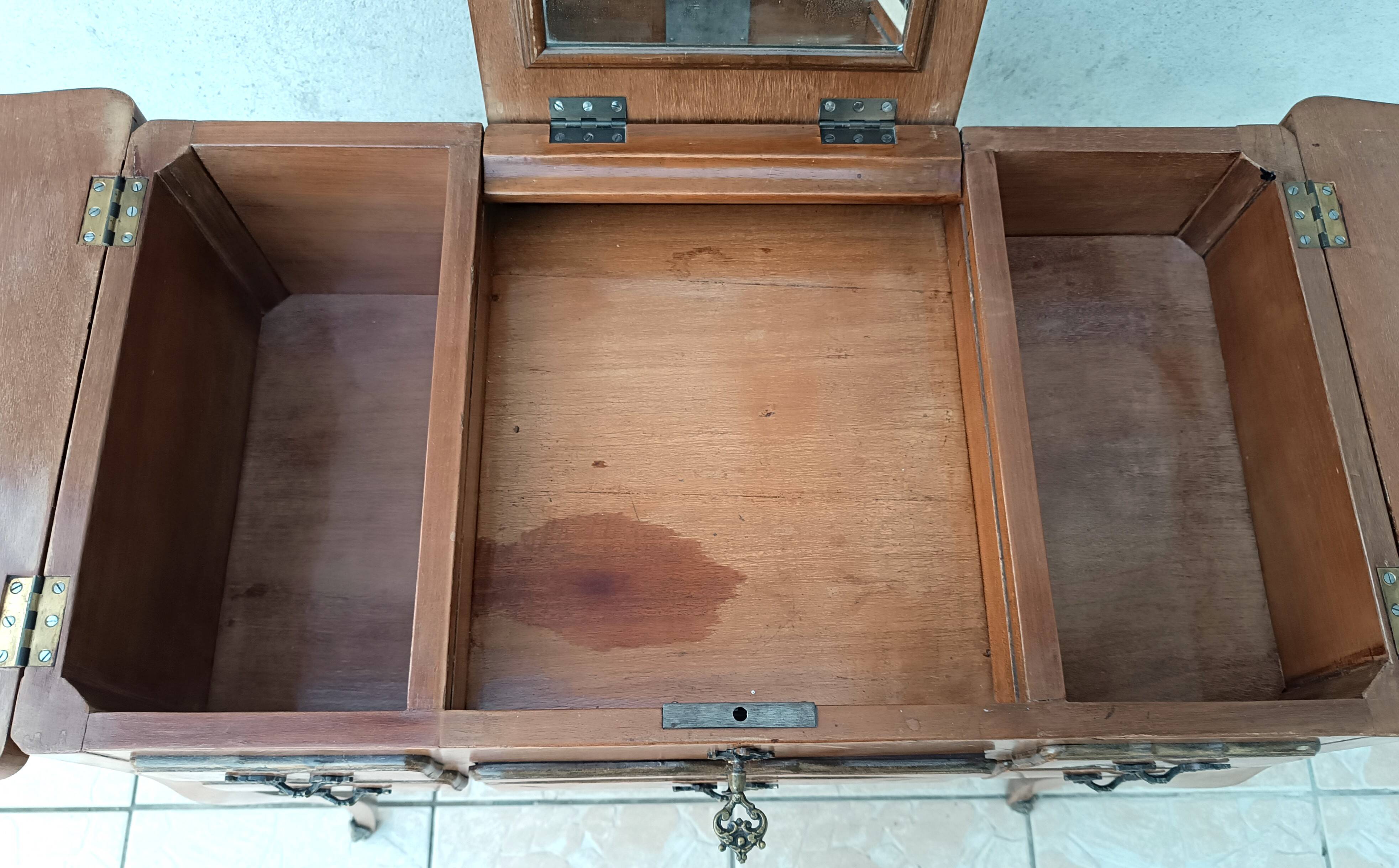 Louis XV style walnut veneer sewing table