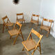 Lot 6 folding wooden chairs and vintage rattan canning year 60