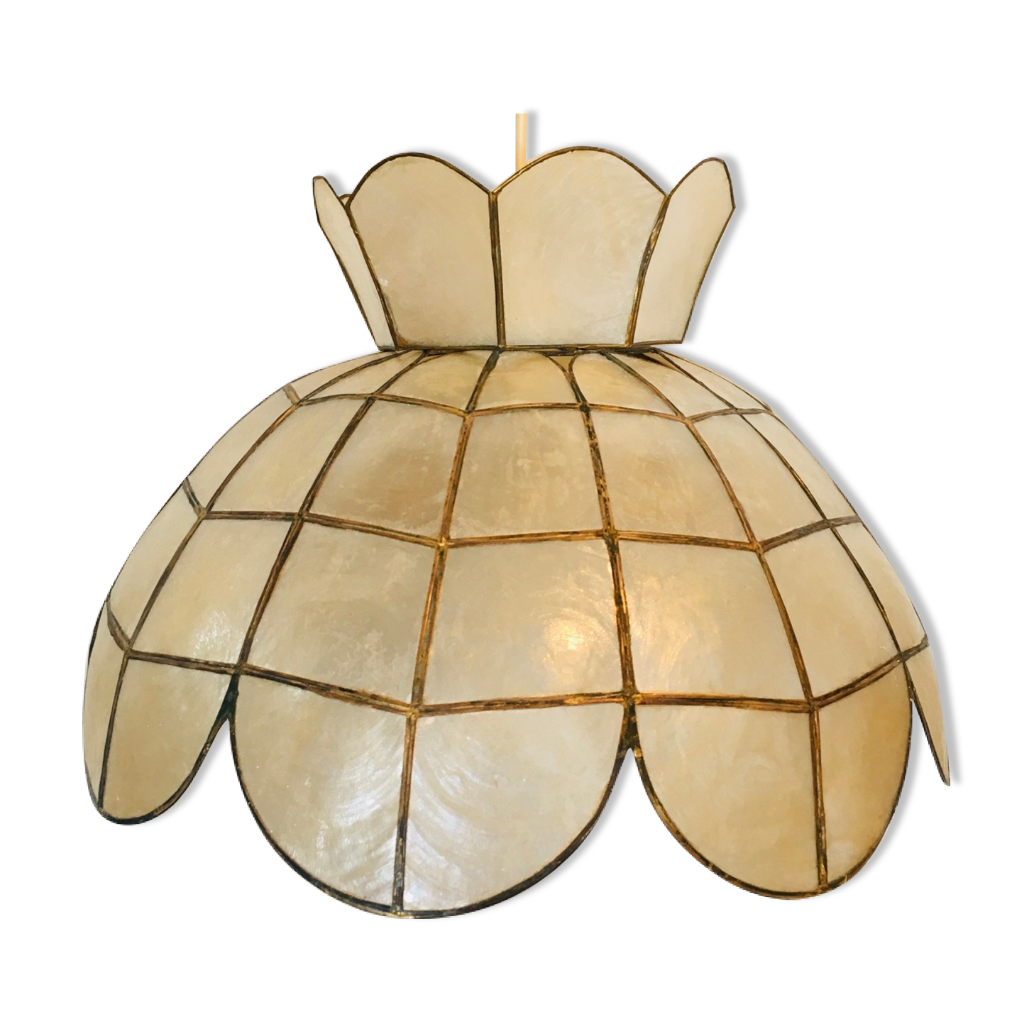 60-70's mother-of-pearl and gold metal suspension