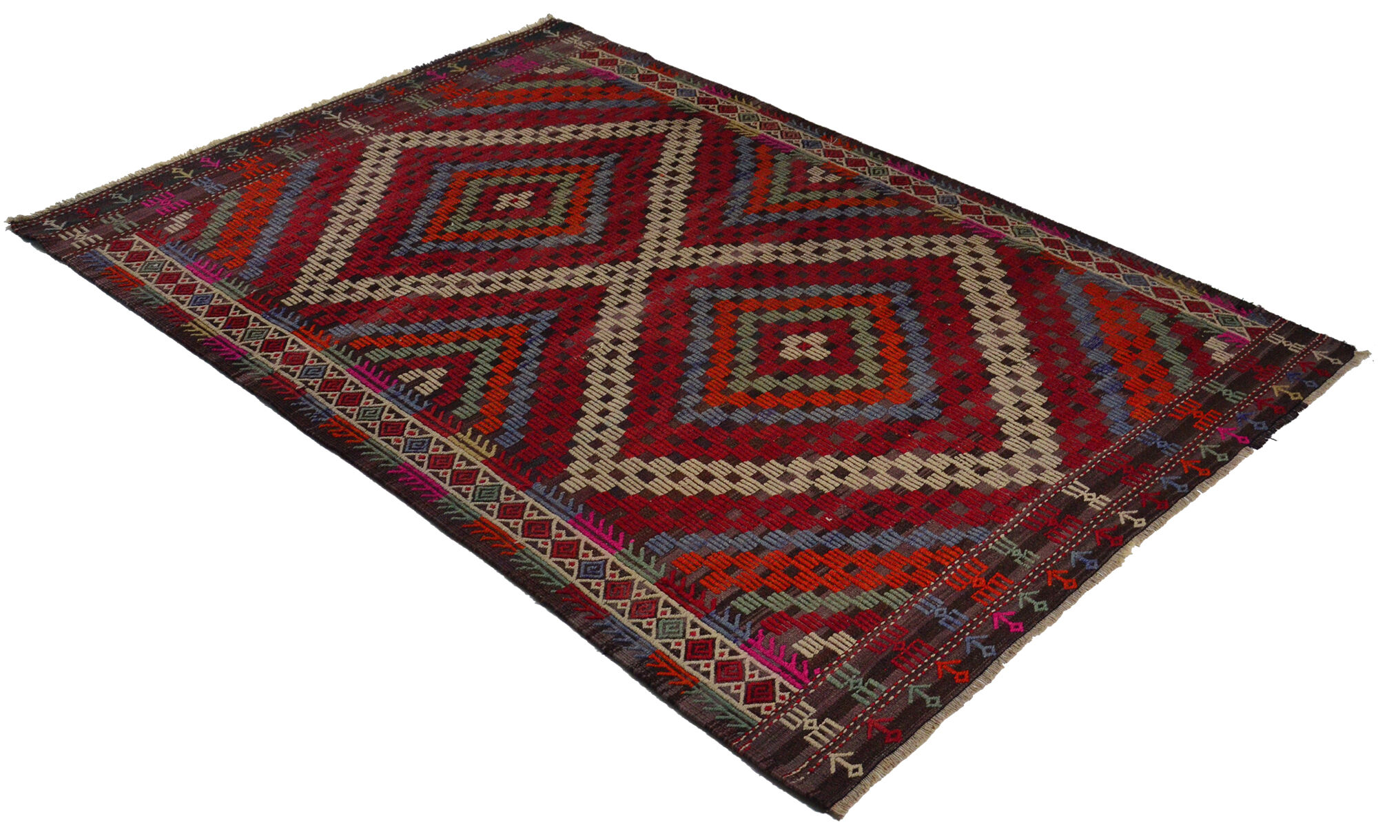 Anatolian handmade kilim rug 252 cm x 172 cm