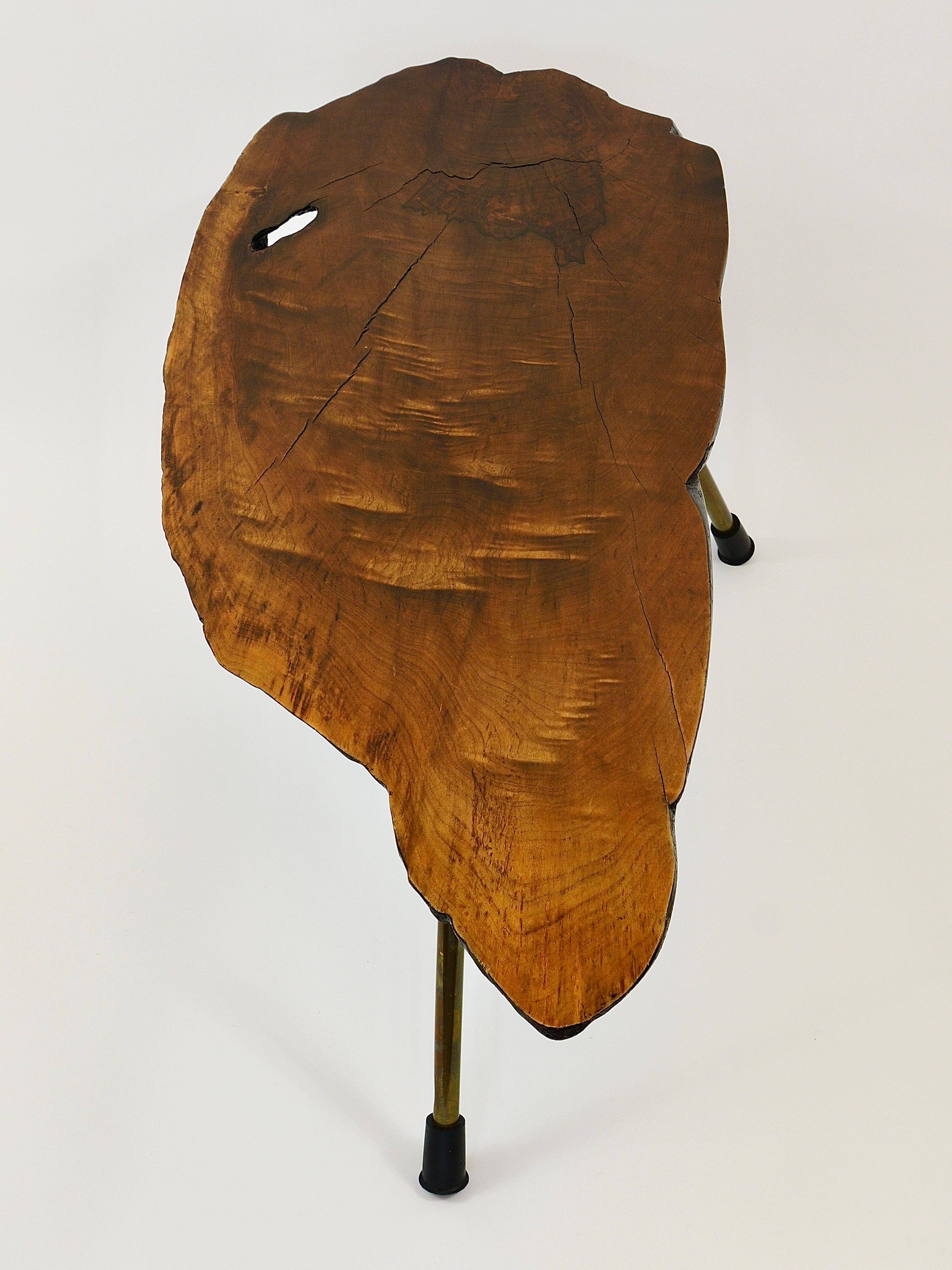 Original coffee table by Carl Aubock, large tree trunk in walnut from the mid-century, 1950s.
