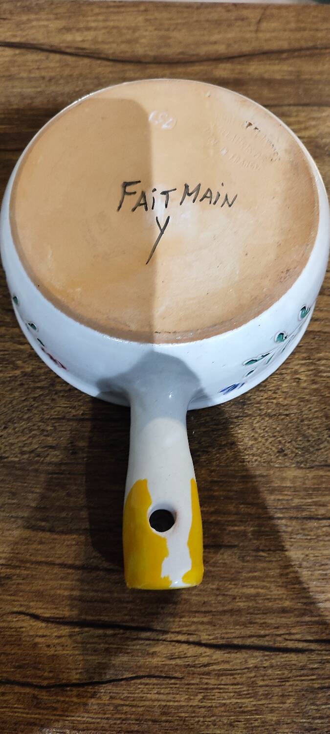 Vallauris ceramic decorative fondue pot