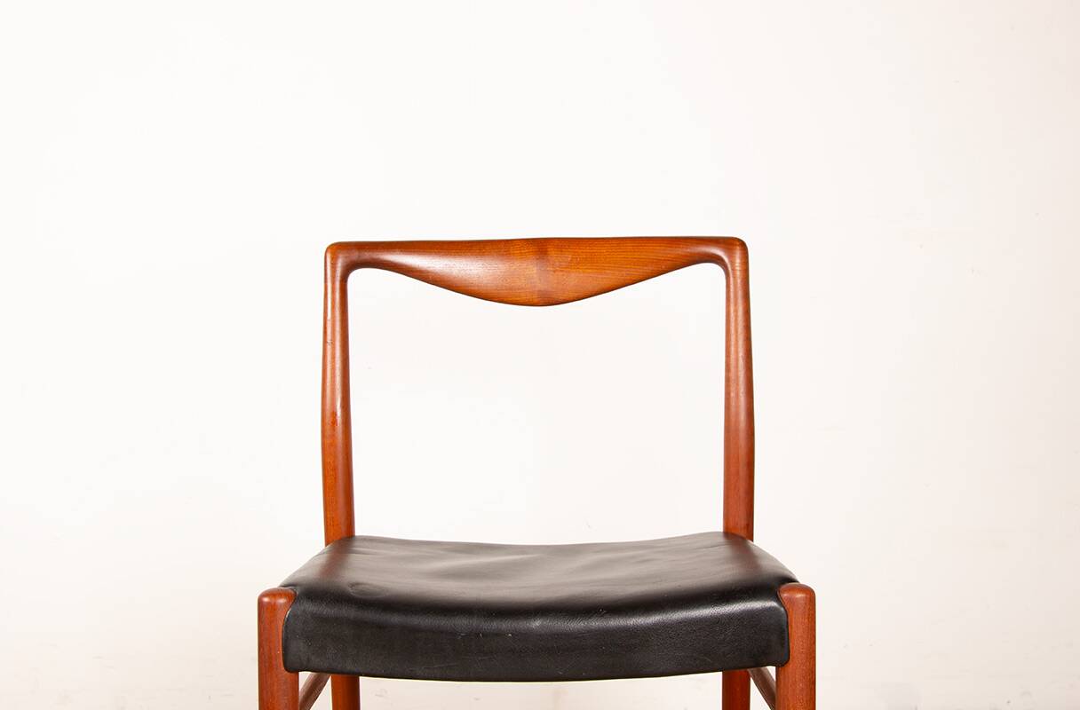 2 chaises Danoises en Teck et Skaï par Lyngfeldt Larsen 1960.