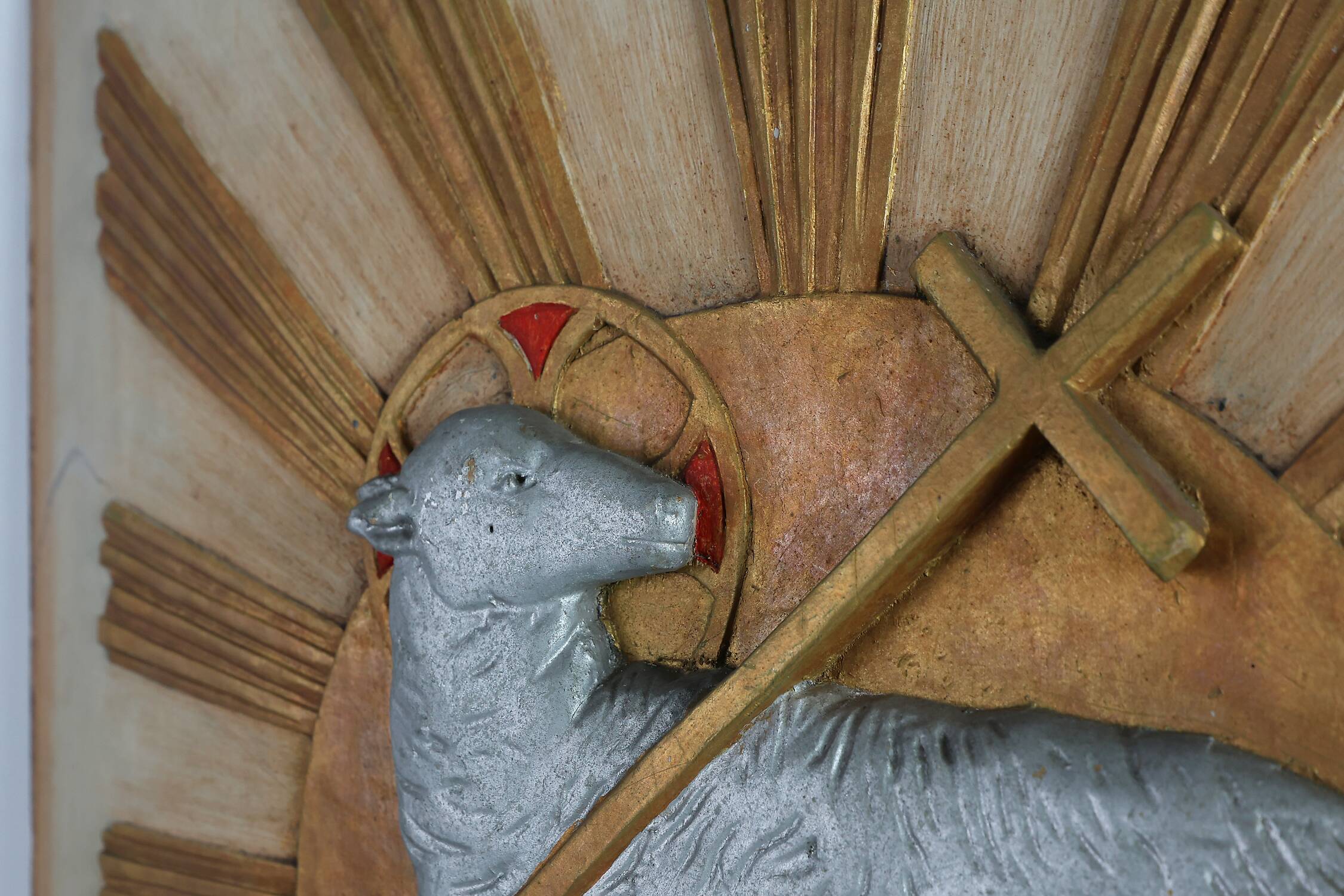 19th Century Religious Carved Wooden Agnus Dei Panel, France