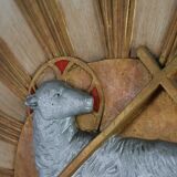 19th Century Religious Carved Wooden Agnus Dei Panel, France