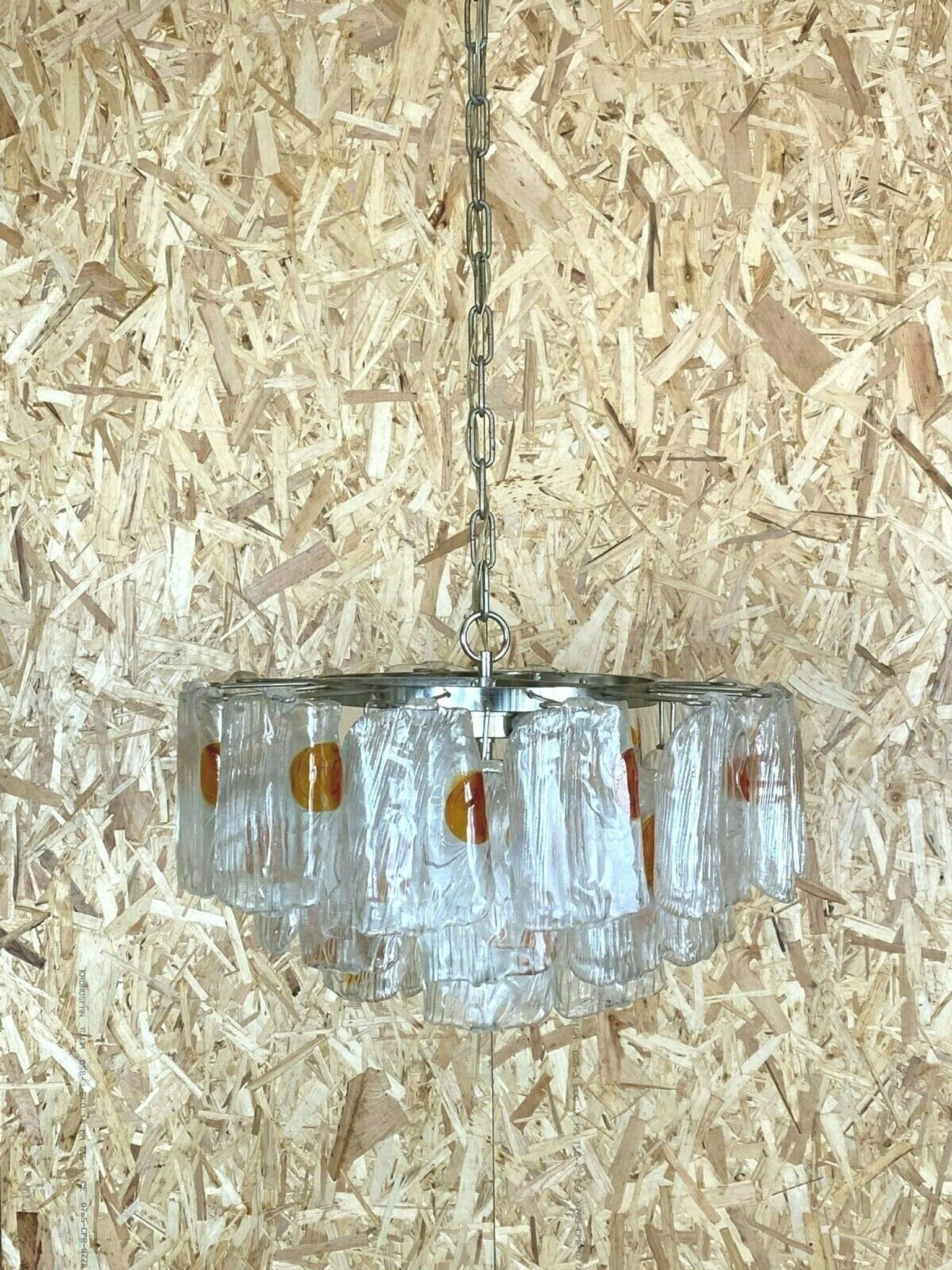 XL 60s 70s Murano Glass Chrome Chandelier Chandelier Glass Space Age 60s v