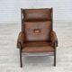 1970s, Scandinavian armchair, furniture leather, canvas, oak wood.