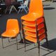Série de 6 chaises vintage orange coque plastique