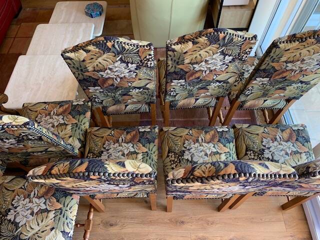8 chairs and 1 Louis XIII style armchair handmade.