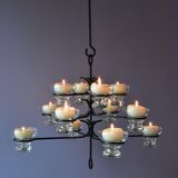 Skandinavien design twelve lights chandelier 1960's metal glass