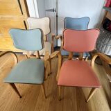 Suite de 4 Fauteuils Vintage « papillon » Pieds Compas