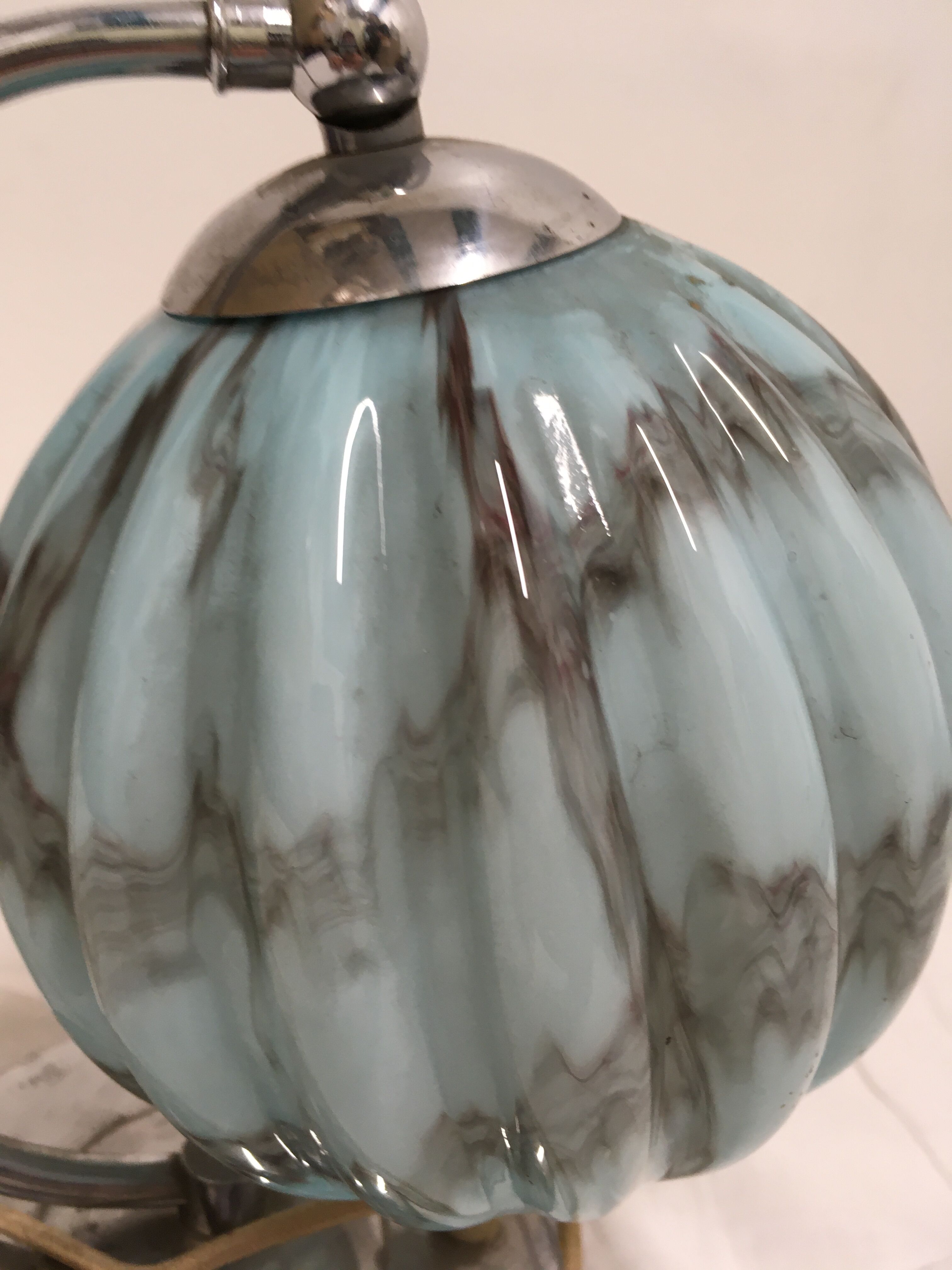 Opaline lamp blue marble art deco