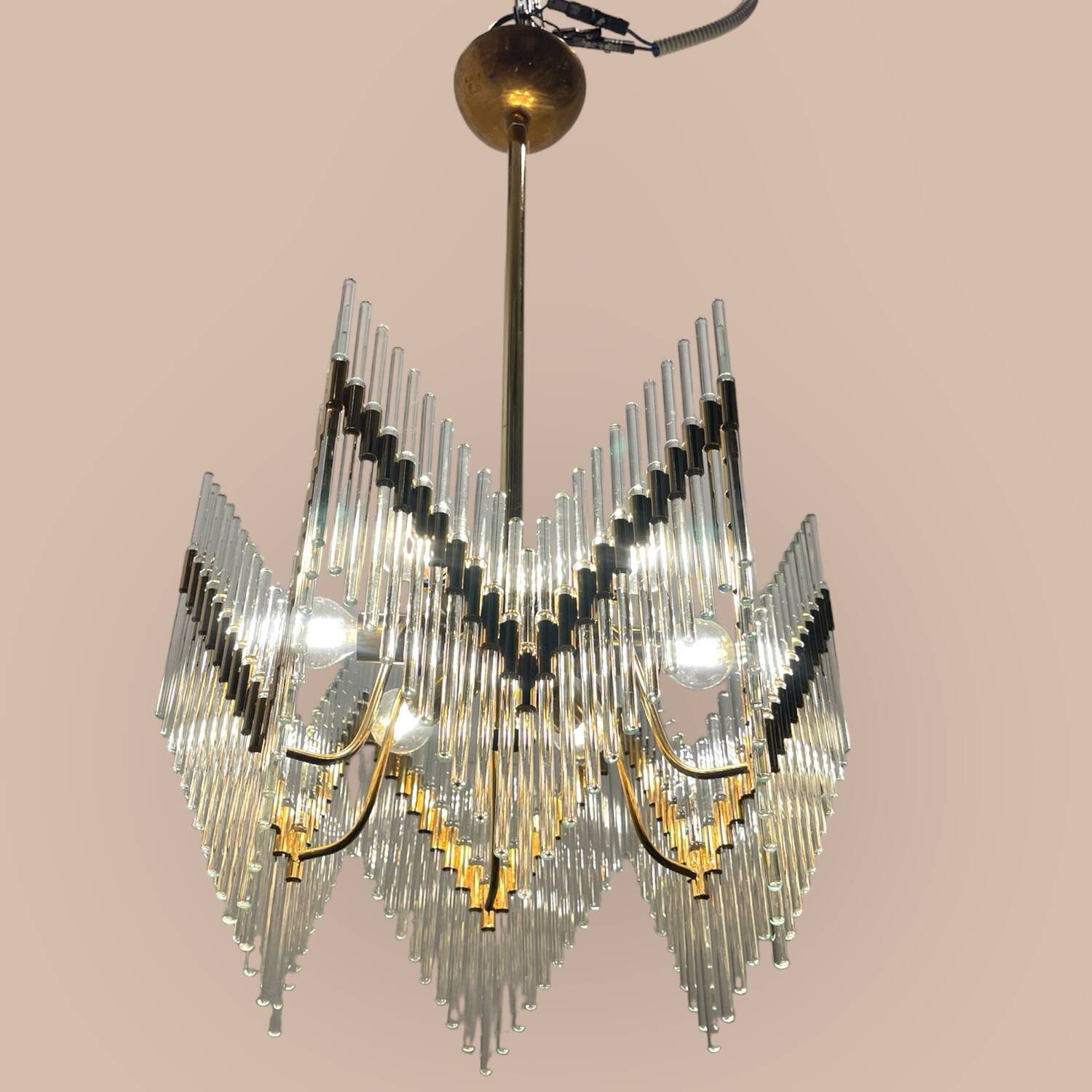 Lustre à tiges en verre de Murano années 1970