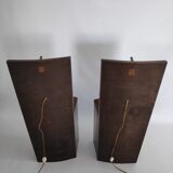 Pair of art deco bedside tables illuminated in wood and brass