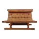 20th-century leather and Brazilian hardwood sofa, Brown