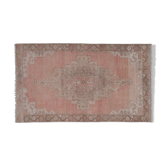 1970s vintage tan handwoven turkish oushak rug 128 x 217 cm