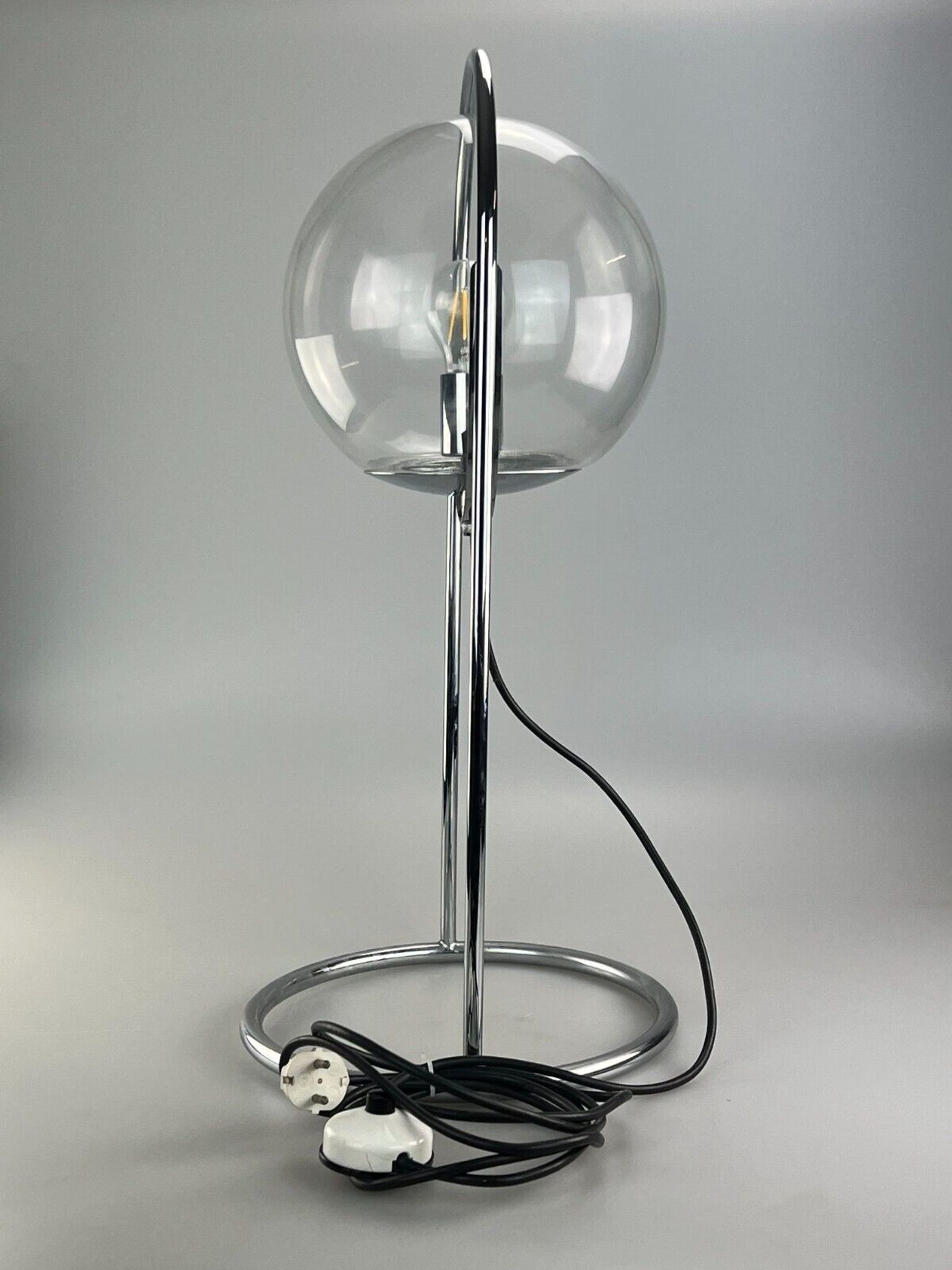 Lampe à boule de table space age design verre métal, 60s 70s