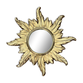 Miroir soleil en bois doré