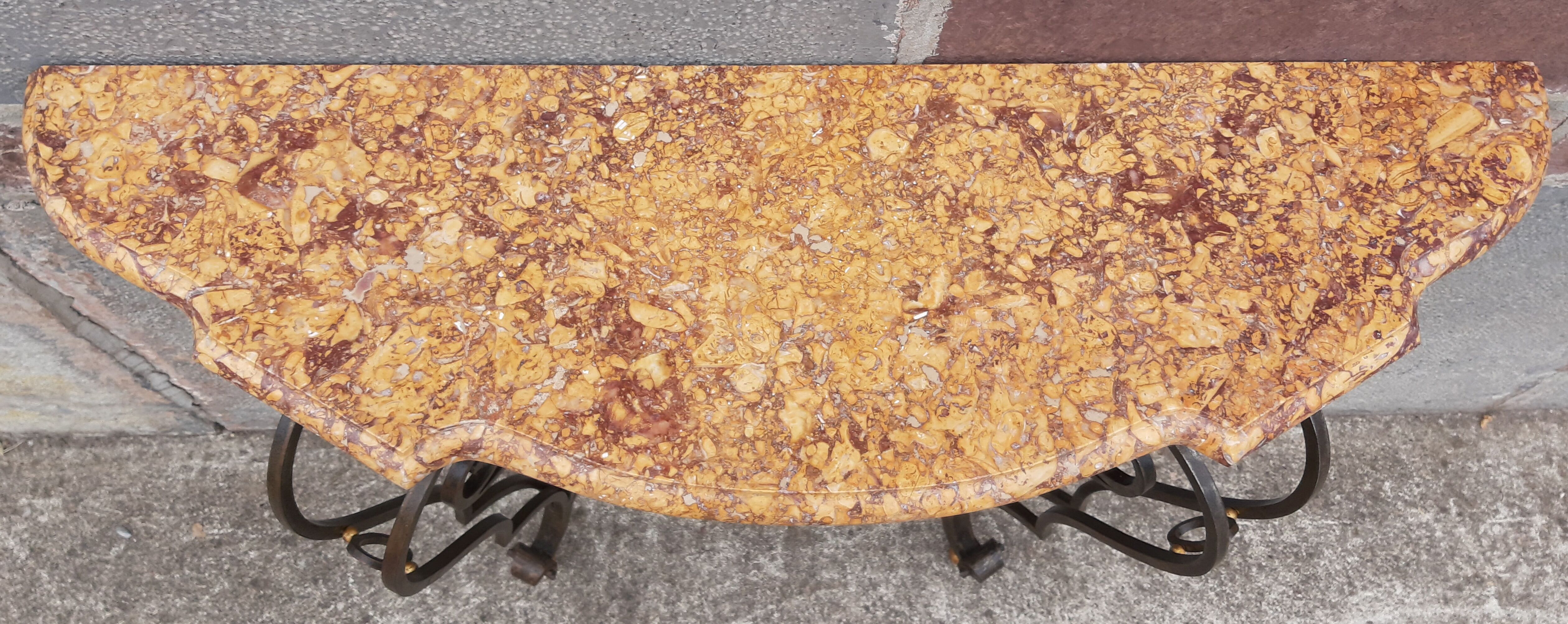 Console forged foot marble top