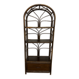 Etagère bibliothèque vintage en rotin et bambou